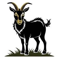goat with horns on white background vector