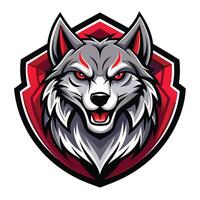 the wolf mascot head is shown in the center of the shield vector