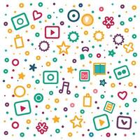 a colorful pattern with icons and other objects vector