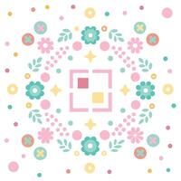 a square with flowers and dots on it vector