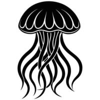 a black and white jellyfish on a white background vector