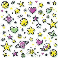 a set of stars and hearts with a heart and a star vector