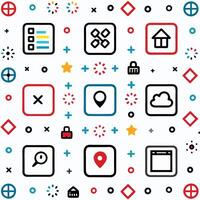 a colorful set of icons that include a map, a pin, and other items vector