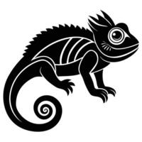 chameleon lizard silhouette on white background vector