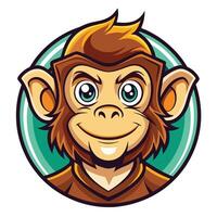 a cartoon monkey head with a round face vector