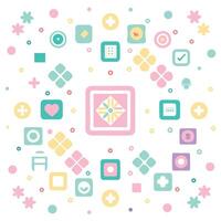 a colorful square with various icons and shapes vector