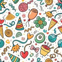 seamless pattern with colorful party items vector