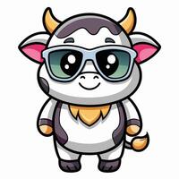 a cartoon cow wearing sunglasses and a bow tie vector