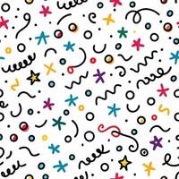 seamless pattern with colorful doodles on white background vector