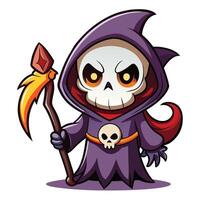 cartoon grim reaper with a scythe and a skull vector