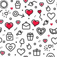 valentine's day seamless pattern with hearts and other symbols vector
