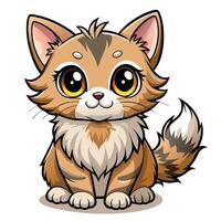 a cartoon cat with big eyes and a white background vector