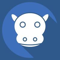Icon Hippo. related to Animals symbol. long shadow style. simple design editable vector