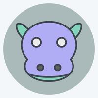 Icon Hippo. related to Animals symbol. color mate style. simple design editable vector
