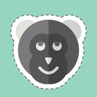 Sticker line cut Monkey. related to Animals symbol. simple design editable vector