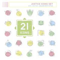 Icon Set Justice. related to Education symbol. Color Spot Style. simple design editable vector
