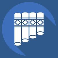 Icon Panpipe. related to Native American symbol. long shadow style. design editable vector