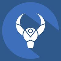 Icon Bull Skull. related to Native American symbol. long shadow style. design editable vector