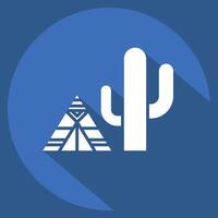 Icon Cactus. related to Native American symbol. long shadow style. design editable vector