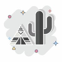 Icon Cactus. related to Native American symbol. comic style. design editable vector