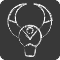Icon Bull Skull. related to Native American symbol. chalk Style. design editable vector
