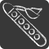 Icon Flute. related to Native American symbol. chalk Style. design editable vector