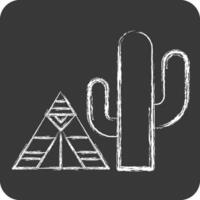 Icon Cactus. related to Native American symbol. chalk Style. design editable vector