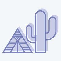 Icon Cactus. related to Native American symbol. two tone style. design editable vector
