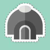 Sticker line cut Hut. related to Native American symbol. design editable vector