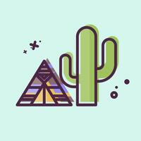 Icon Cactus. related to Native American symbol. MBE style. design editable vector
