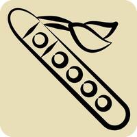 Icon Flute. related to Native American symbol. hand drawn style. design editable vector