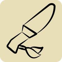 Icon Knife. related to Native American symbol. hand drawn style. design editable vector