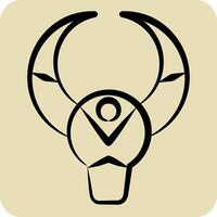 Icon Bull Skull. related to Native American symbol. hand drawn style. design editable vector