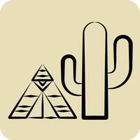 Icon Cactus. related to Native American symbol. hand drawn style. design editable vector