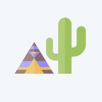 Icon Cactus. related to Native American symbol. flat style. design editable vector
