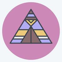 Icon Tent. related to Native American symbol. color mate style. design editable vector