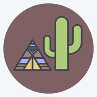 Icon Cactus. related to Native American symbol. color mate style. design editable vector