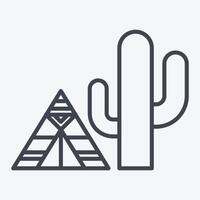 Icon Cactus. related to Native American symbol. line style. design editable vector
