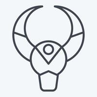 Icon Bull Skull. related to Native American symbol. line style. design editable vector