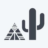 Icon Cactus. related to Native American symbol. glyph style. design editable vector