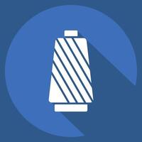 Icon Thread. related to Fabric symbol. long shadow style. simple design editable vector