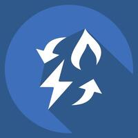 Icon Power to Gas. related to Energy Storage symbol. long shadow style. editable vector