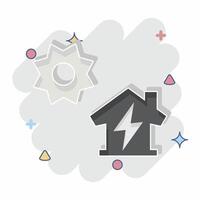 Icon Distributed Generation. related to Energy Storage symbol. comic style vector