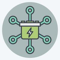 Icon Grid Energy Storage. related to Energy Storage symbol. color mate style. editable vector