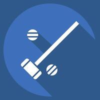 Icon Mallets And Ball. related to Equestrian Sport symbol. long shadow style. editable vector