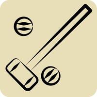 Icon Mallets And Ball. related to Equestrian Sport symbol. hand drawn style. editable vector