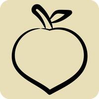 Icon Peach. related to Fruits And Vegetables symbol. hand drawn style. editable vector