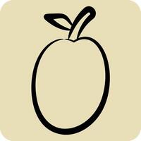 Icon Plum. related to Fruits And Vegetables symbol. hand drawn style. editable vector