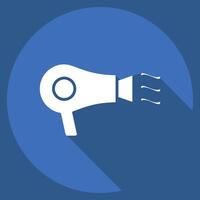 Icon Hair Dryer. related to Air symbol. long shadow style. simple design editable vector