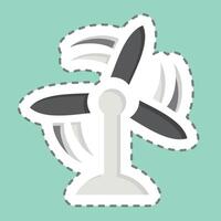 Sticker line cut Wind Turbine. related to Air symbol. simple design editable vector